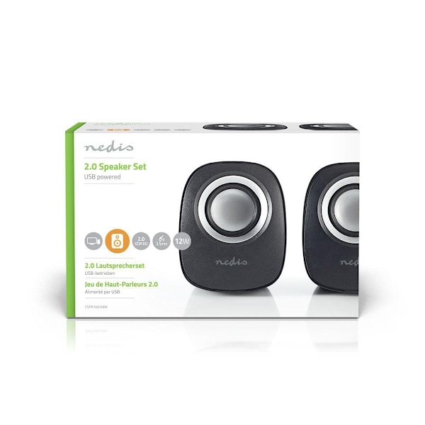 Nedis PC-högtalare | 2.0 | 12 W | 3.5 mm Hane | USB ström | Volymkontroll