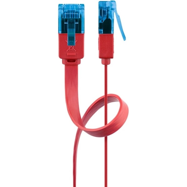 Goobay CAT 6A platt patchkabel, U/UTP, röd kopparledare (CU), 3 m