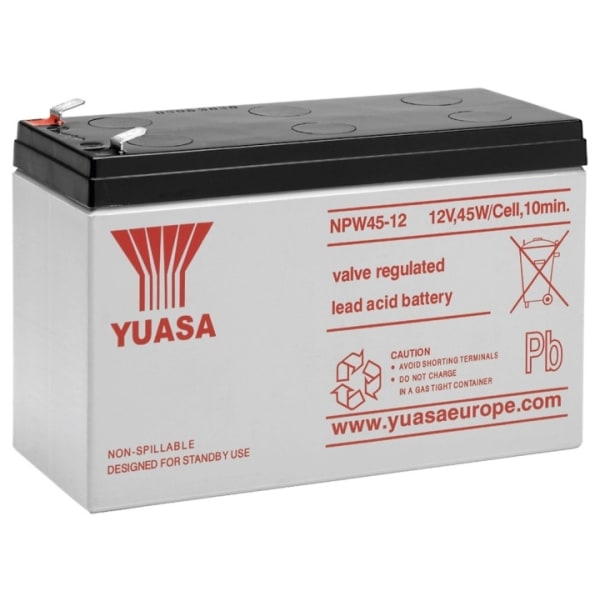 Yuasa Blybatteri 12 V, 8,5 Ah (NPW45-12) Faston (6,35 mm) Blybat