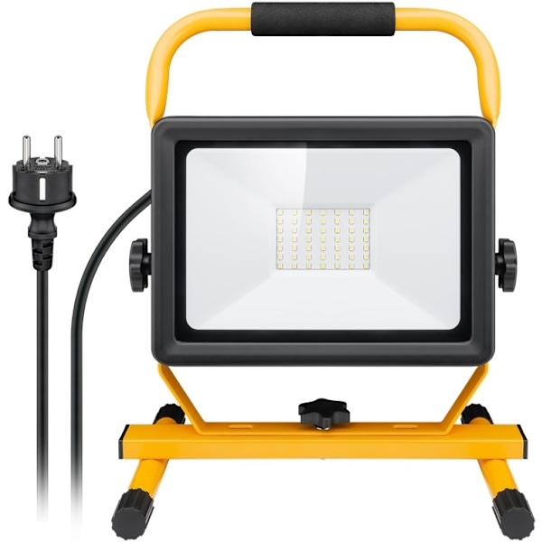 Goobay LED-konstruktionsstrålkastare med bas, 50 W med 4250 lm och kallvitt ljus (6500 K), lämpligt för inomhus- och utomhusbruk (IP65)