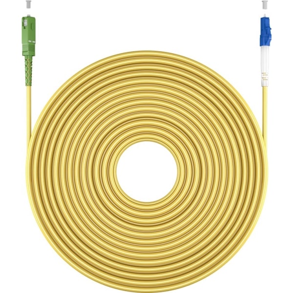 Goobay Fiberoptisk kabel (FTTH), Singlemode (OS2) Yellow, gul (Simplex), 3 m plugg SC-APC (8°) > LC plugg (UPC), halogenfri kabelhölje (LSZH)