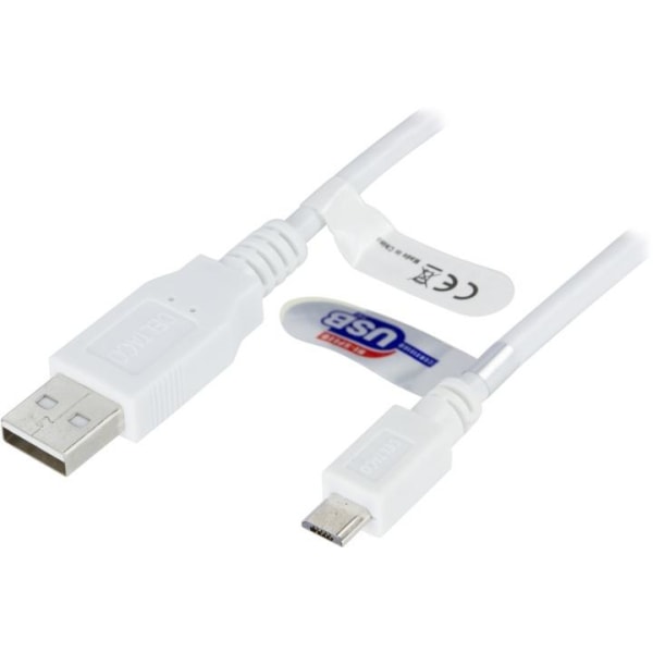 DELTACO USB 2.0 kabel Type A han - Type Micro B han, 3m, hvid