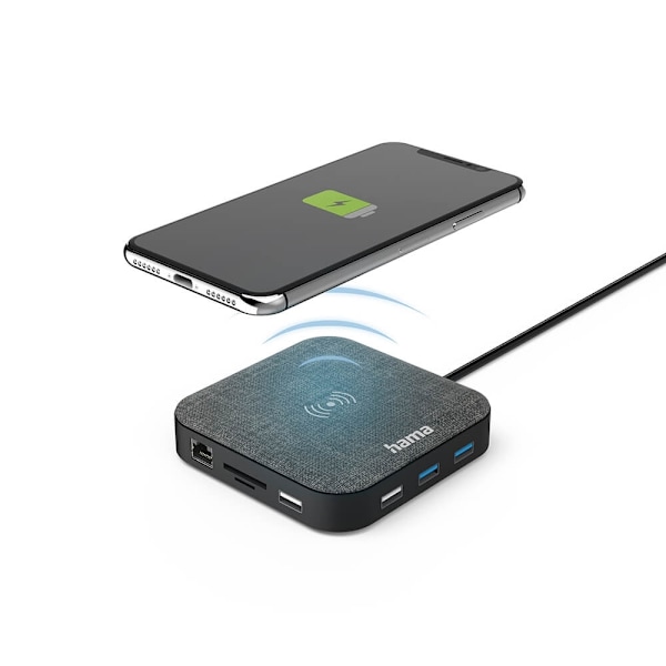 Hama USB-C Hubb Multiport Qi-laddning 12 portar