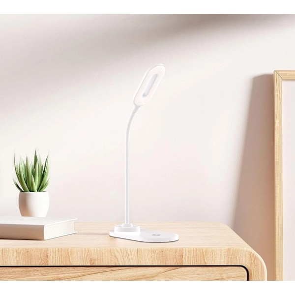 Trådløs hurtigoplader og bordlampe - 2-i-1, hvid