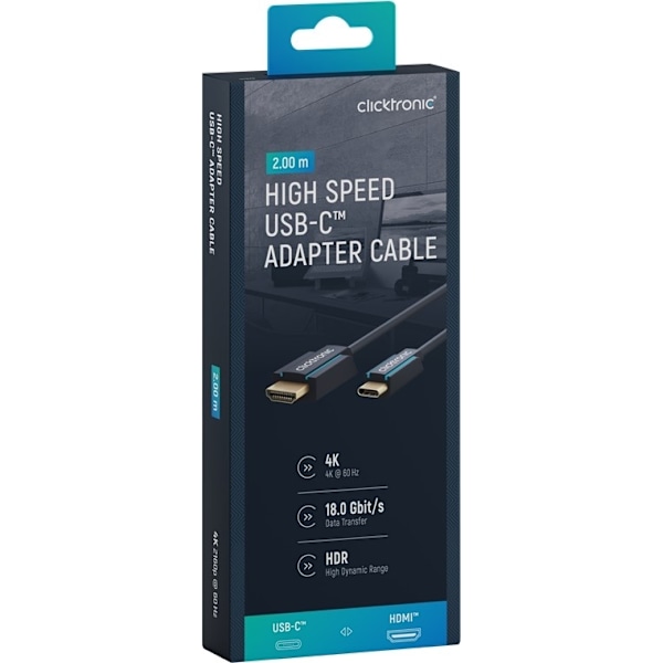 ClickTronic Adapterkabel från USB-C™ till HDMI™ Premiumkabel | USB-C™-kontakt  HDMI™-kontakt | 2,0 m | 4K @ 60 Hz