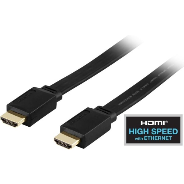 DELTACO HDMI v1.3 kaapeli 4K, Ethernet,3D, paluu, litteä musta,3