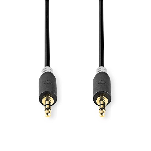 Nedis Stereoljudkabel | 3.5 mm Hane | 3.5 mm Hane | Guldplaterad | 3.00 m | Rund | Antracit | Låda
