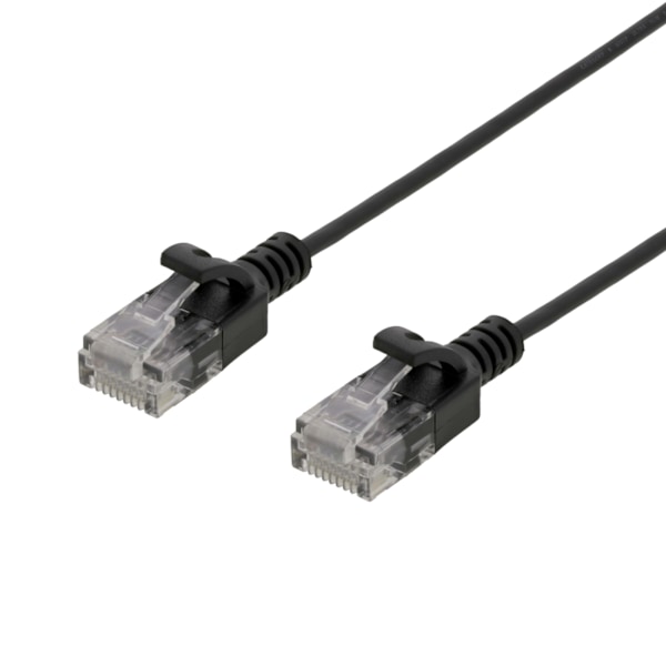 DELTACO laitekaapeli, U/FTP, Cat6, ohut, 2m, 500MHz, LSZH, musta