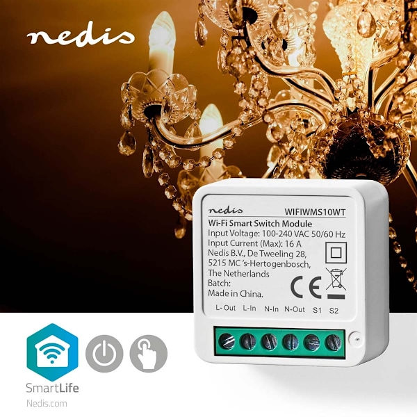 Nedis SmartLife Afbryder | Wi-Fi | 3680 W | Terminalforbindelse | App tilgængelig til: Android™ / IOS