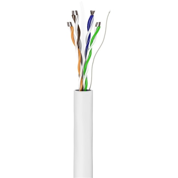 Goobay CAT 6 patchkabel, U/UTP, vit CCA kopparblandning för SOHO applikationer, AWG 23/1 (solid), PVC, 100 m