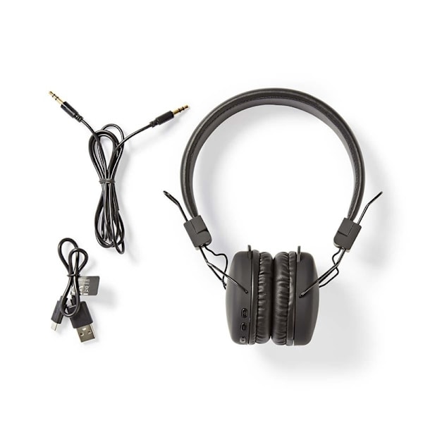 Nedis Trådlösa On-Ear hörlurar | Maximal batteritid: 15 timmar | Inbygd mikrofon | Tryck på Kontroll | Stöd för röststyrning | Volymkontroll | Svart Svart