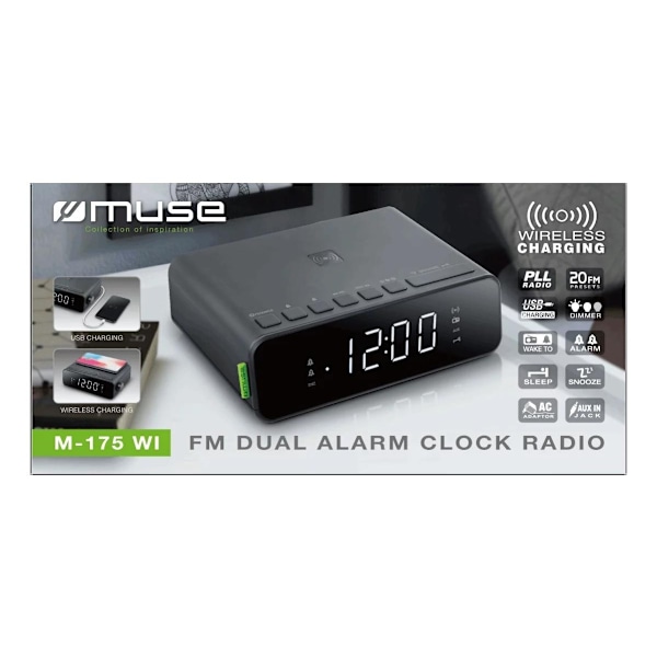 MUSE M-175 WI Clock radio FM wireless charge