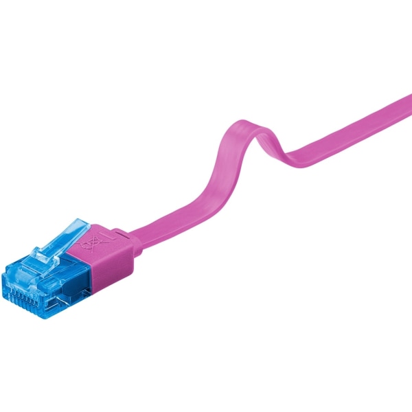 Goobay Flad netværkskabel CAT 6A, U/UTP, magenta kobberleder (CU), 0.5 m