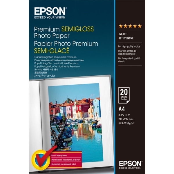 Epson Premium Semi-Gloss Photo Paper - A4 - 20 ark