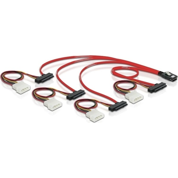 Multilane SAS-kaapeli SFF8087 > 4xSFF8482 & Molex