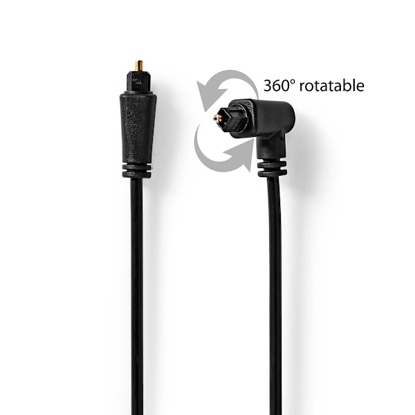Nedis Optinen Audiokaapeli | TosLink uros | TosLink uros | Kierrettävä | 2.00 m | Pyöreä | PVC | Musta | Kirjekuori