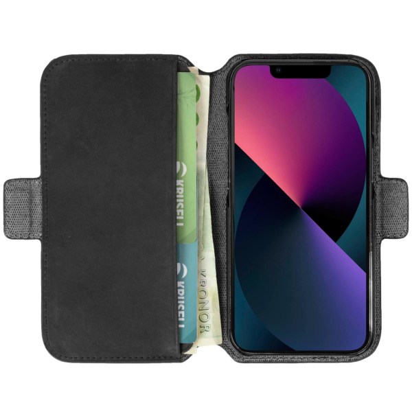 Krusell Leather Phone Wallet iPhone 13 Mini Svart Svart