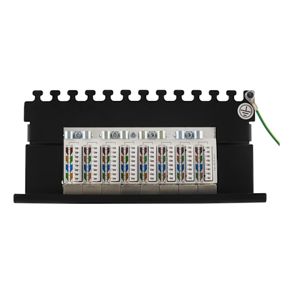 DELTACO kytkentäpaneeli, 8xRJ45, Cat6a, seinäasennus, 10Gbps, musta