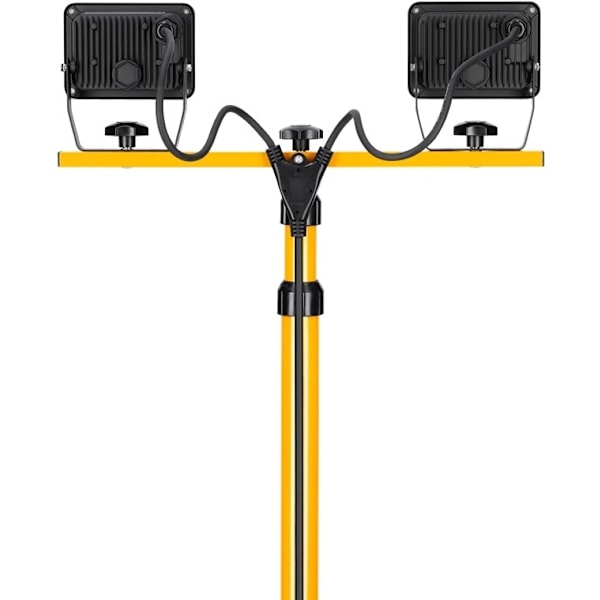 Goobay LED-konstruktionsstrålkastare med teleskopisk stativ, 2x 20 W med totalt 3400 lm och neutralt vitt ljus (4000 K), lämpligt för inomhus- och uto