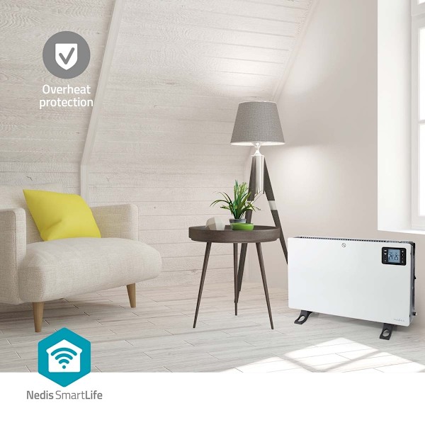Nedis SmartLife Konvektion Värmare | Wi-Fi | 2000 W | 3 Värmeinställningar | LCD | 5 - 37 °C | Justerbar termostat | Vit