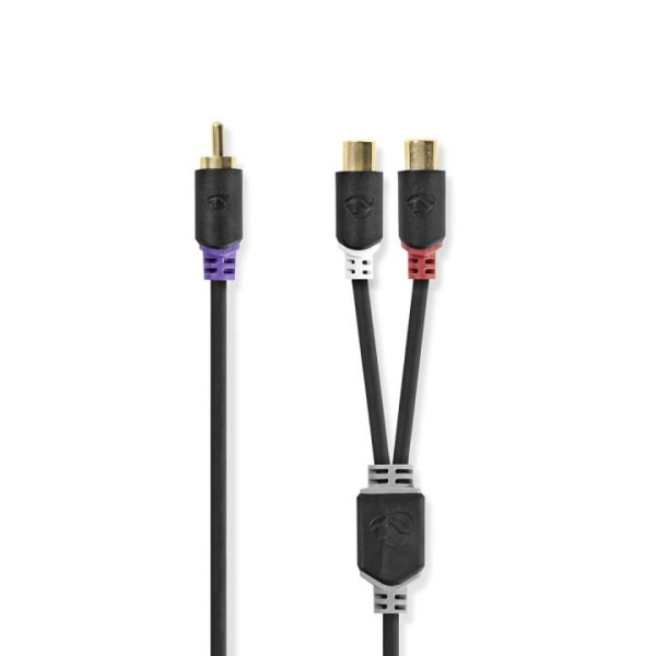 Nedis subwoofer Kabel | RCA Hane | 2x RCA Hona | Guldplaterad | 0.20 m | Rund | 4.0 mm | Antracit | Låda