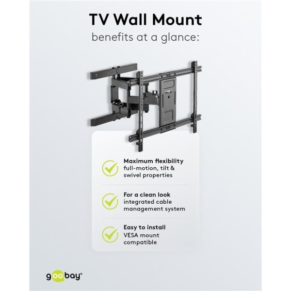 Goobay TV vægbeslag Pro FULLMOTION (L) til tv-apparater fra 37 t