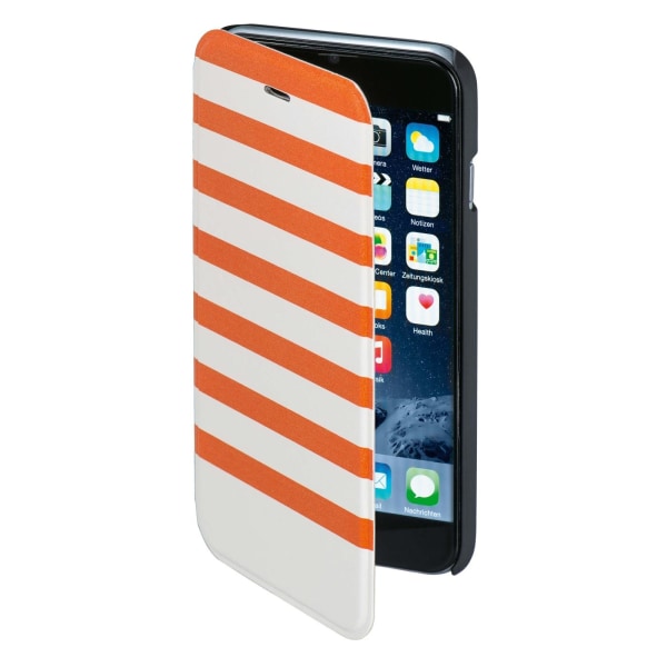 HAMA Plånboksväska DesignLine iPhone6/6S Stripe Orange/Vit Vit