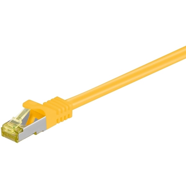 Goobay RJ45 netværkskabel S/FTP (PiMF), 500 MHz, med CAT 7 råkabel, gul, 7,5 m LSZH halogenfri kabelkappe, kobber, RJ45-hanstik (CAT 6A)