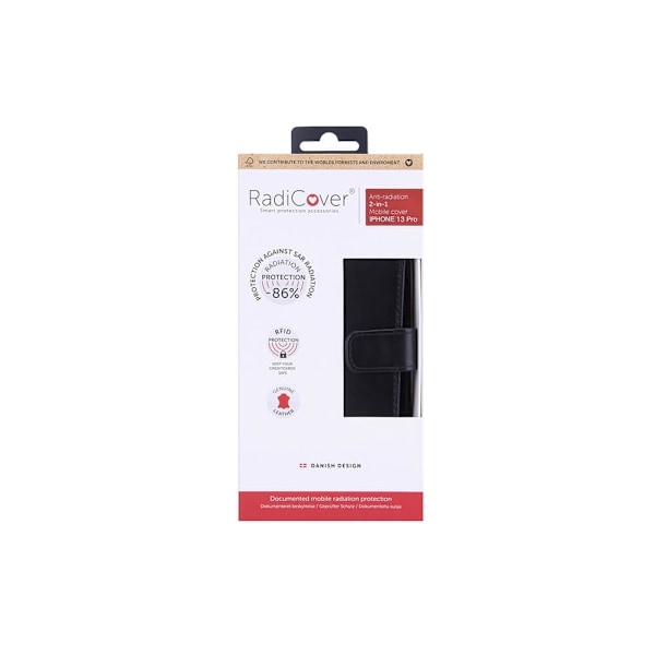 RADICOVER Strålingsbeskyttende Wallet Læder iPhone 13 Pro 2in1 Exclusive RFID Sort Svart