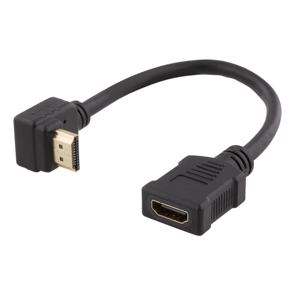 DELTACO Flexible HDMI adapter, 0,2m, up-angled, HDMI M/F, UHD, black