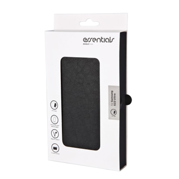 essentials Samsung Galaxy S22 Ultra PU wall,detac,3 card,Blk Svart