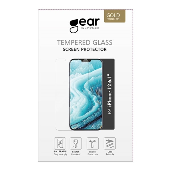 GEAR Hærdet Glas 2.5D Full Cover Klar iPhone 12/12 Pro Incl. Monteringsramme Transparent