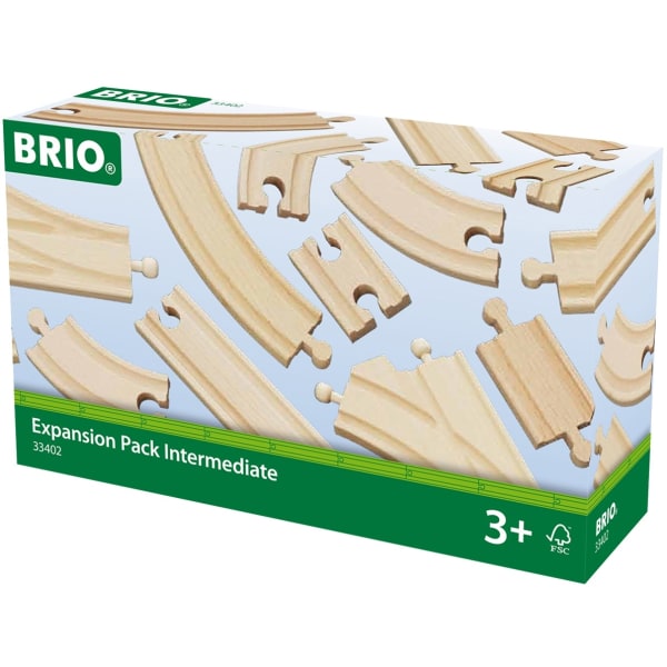BRIO 33402 - Påbyggnadssats spår och växlar, 16 delar
