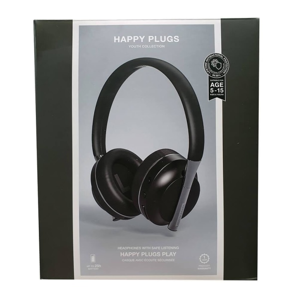 HAPPY PLUGS Play Headphone Over-Ear 85dB Wireless Black Svart