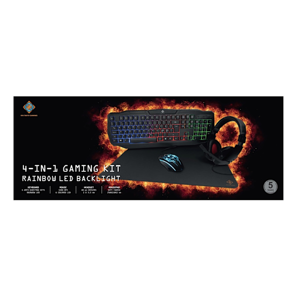 DELTACO GAMING 4-in-1 Gaming kit, Rainbow backlight, black