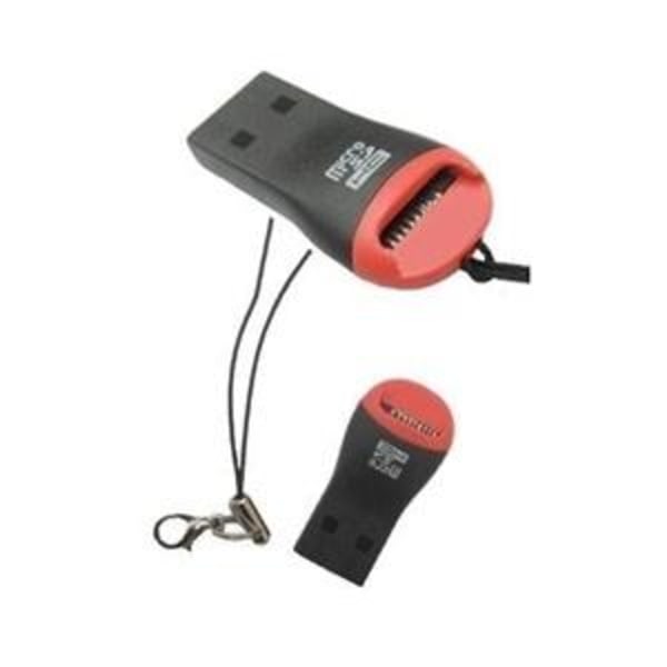 USB 2.0 kortlæser til microSDHC (rød/svart)