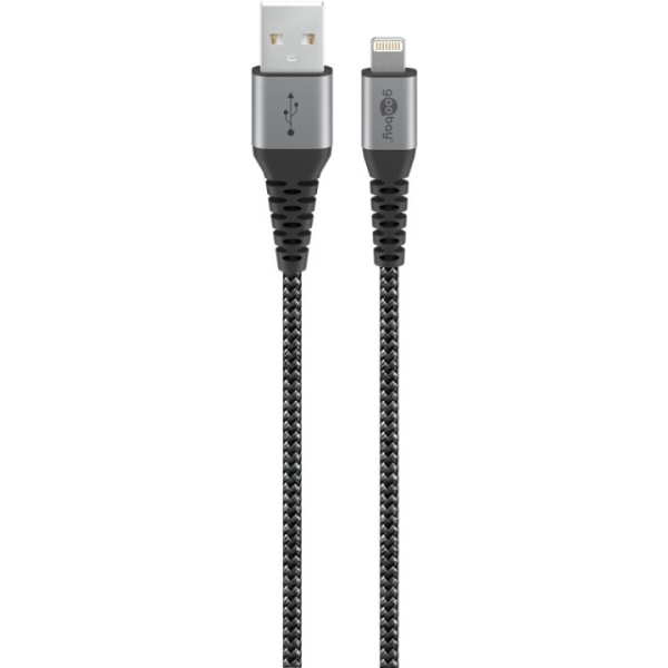 Goobay Lightning till USB-A-textilkabel med metallpluggar 1 m el