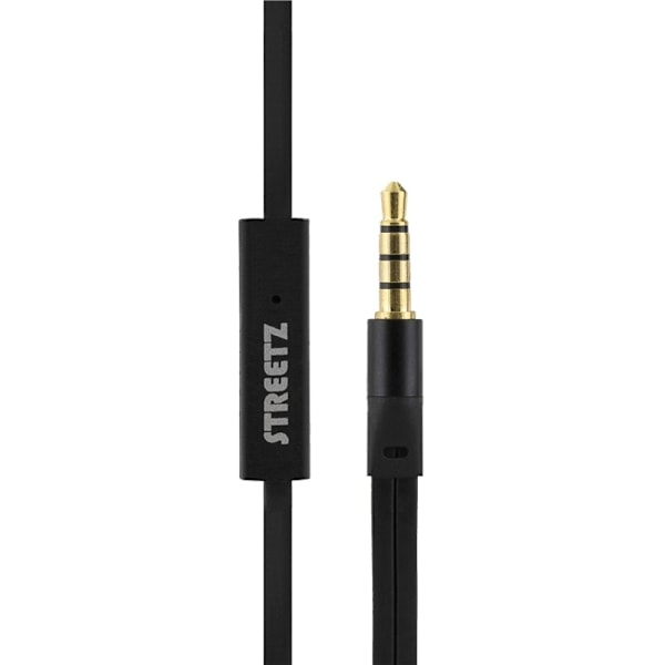 STREETZ stay-in-ear headset, 1-button remote, 3.5mm, microphone, black Svart