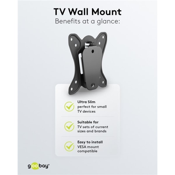 Goobay TV-väggfäste Basic FIXED (storlek S) för TV-apparater och