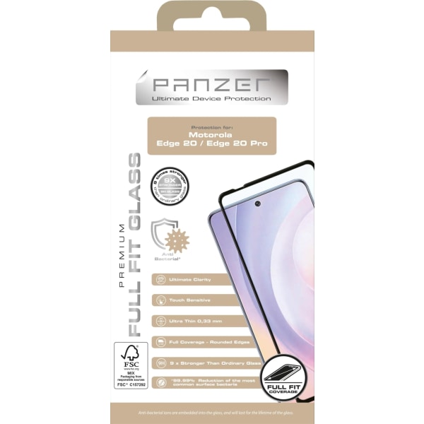 Panzer Motorola Edge 20 Full-Fit Glas Sort Transparent,Svart