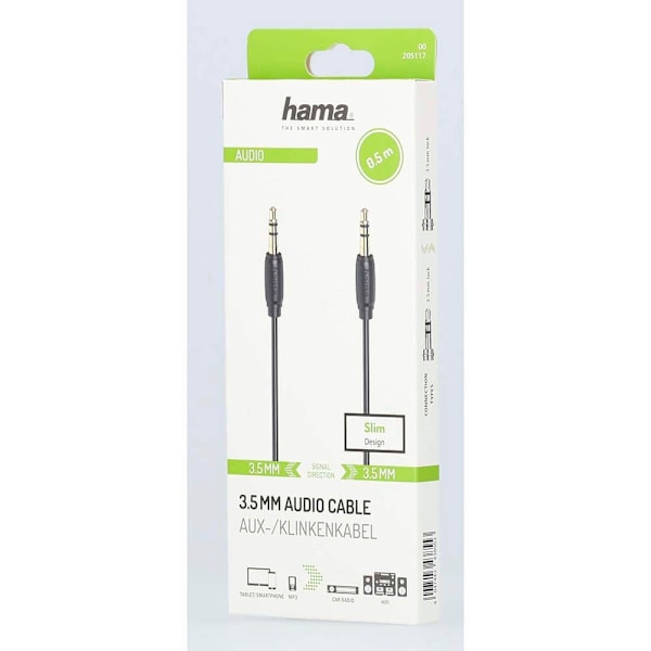 Hama Cable Audio 3.5mm-3.5mm Gold Plated Ultra Thin 0.5m
