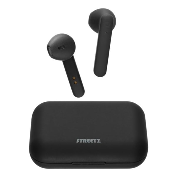 STREETZ True Wireless Stereo earbuds with charging case, semi-in Svart