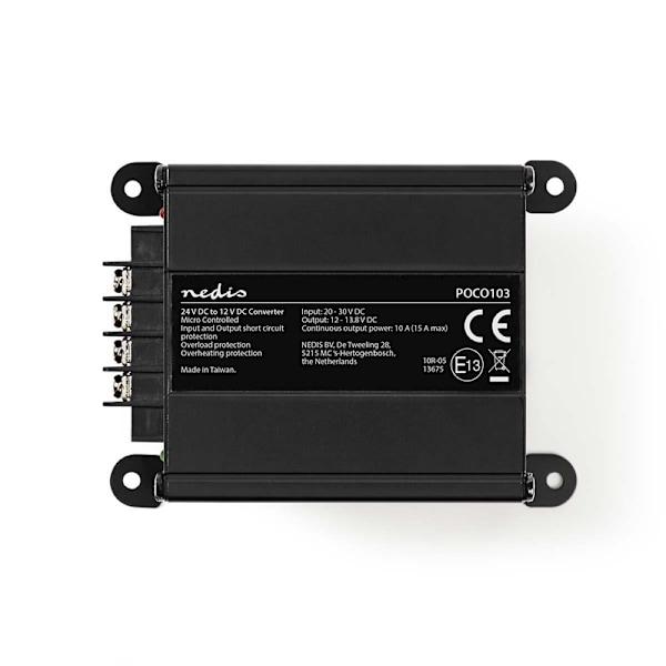 Nedis Power Converter | Bil Drevet | 24 V DC | 12 V DC | 120 W | Screw Terminal | Udstyret med en sikring | Sort