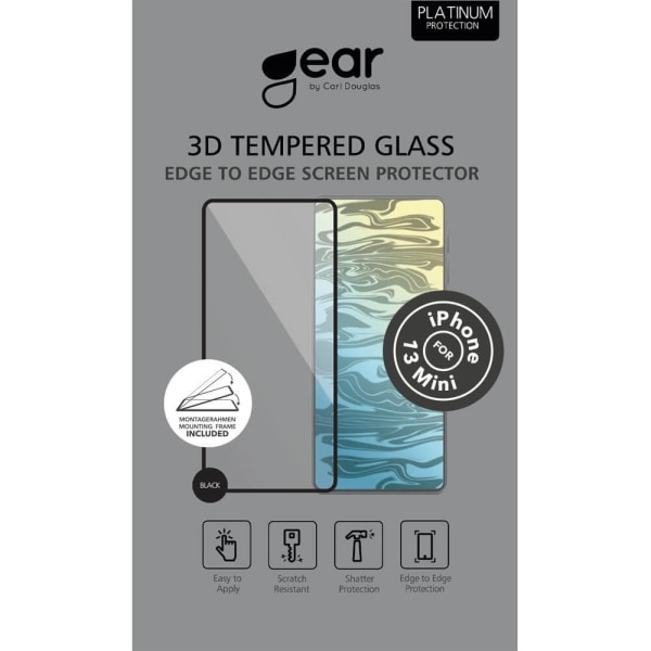 GEAR Härdat Glas 3D Full Cover Black iPhone 13  Mini Transparent
