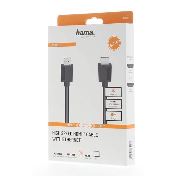Hama HDMI Kabel High Speed 4K 18 Gbit/s 0.75m