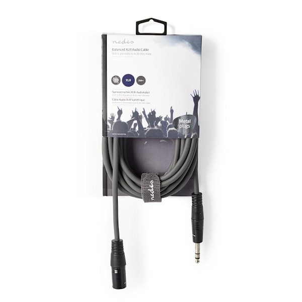 Nedis Balanserad ljudkabel | XLR 3-stifts hane | 6.35 mm Hane | Nickelplaterad | 5.00 m | Rund | PVC | Mörkgrå | Kartonghylsa