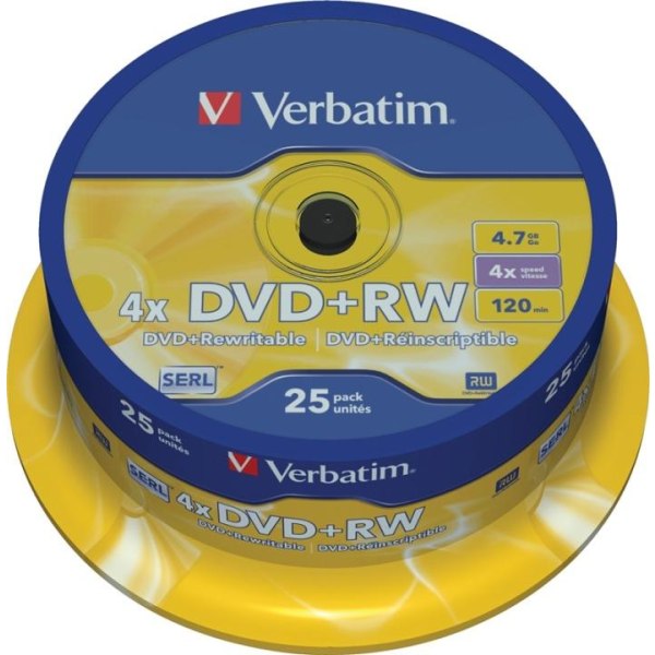 Verbatim DVD, 1-4x, 4,7 GB/120 min, 25-pack spindel, SERL (43489