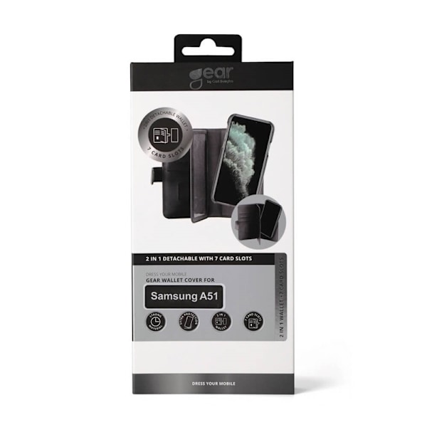 GEAR Wallet 2-i-1 7 Kortrum Sort - Samsung A51 Svart