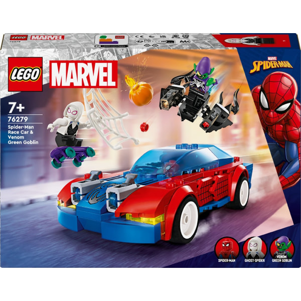 LEGO Super Heroes Marvel 76279  - Spider-Manin kilpa-auto ja Venomin Vihreä Menninkäinen