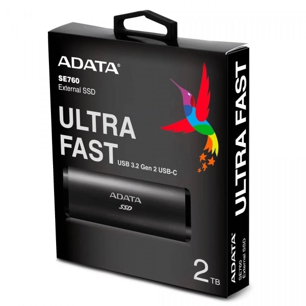 ADATA-teknologi SE760 2TB ekstern SSD, USB 3.1 Gen 2, USB-C Bl